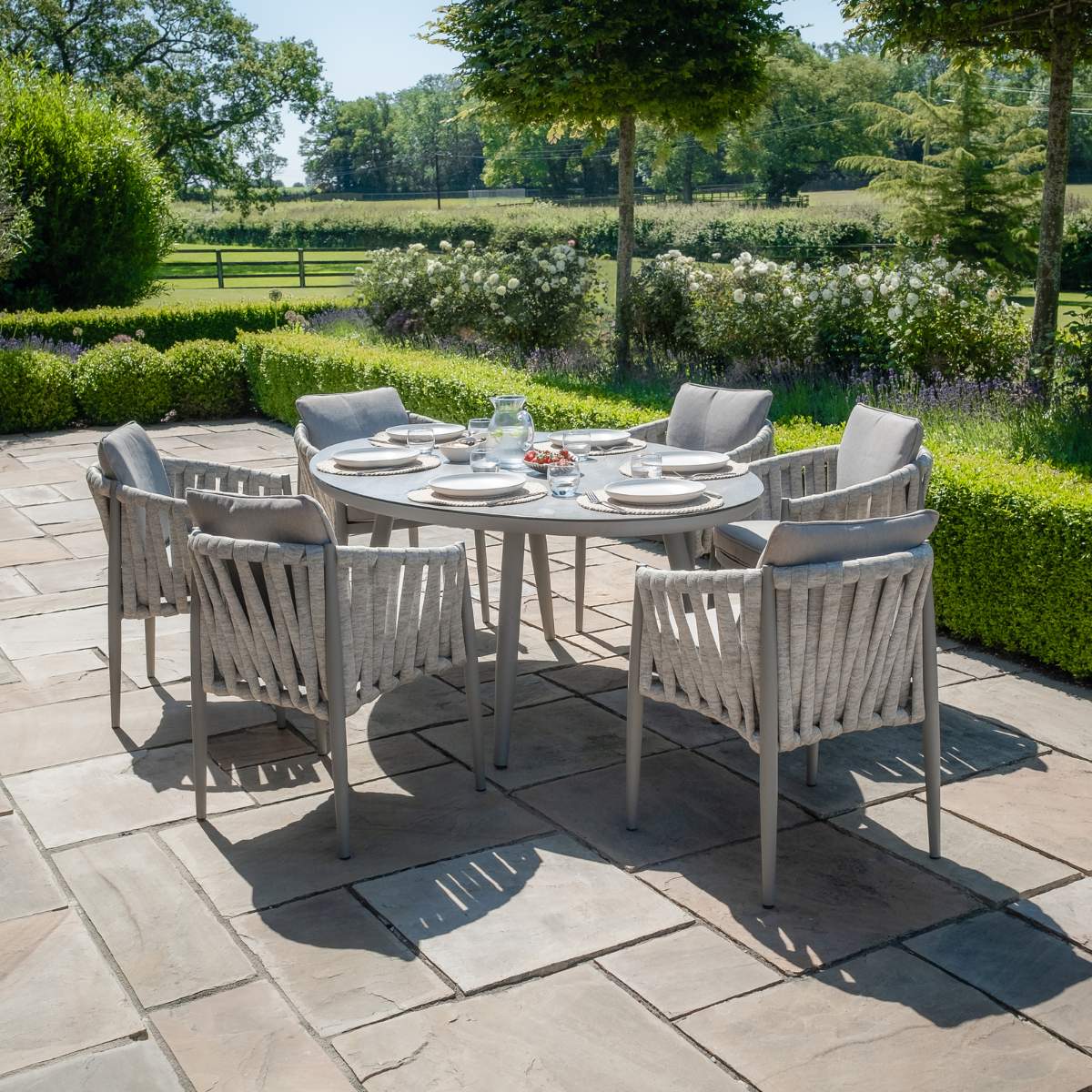 Maze Milan Rope Weave 6 Seat Oval Dining Set