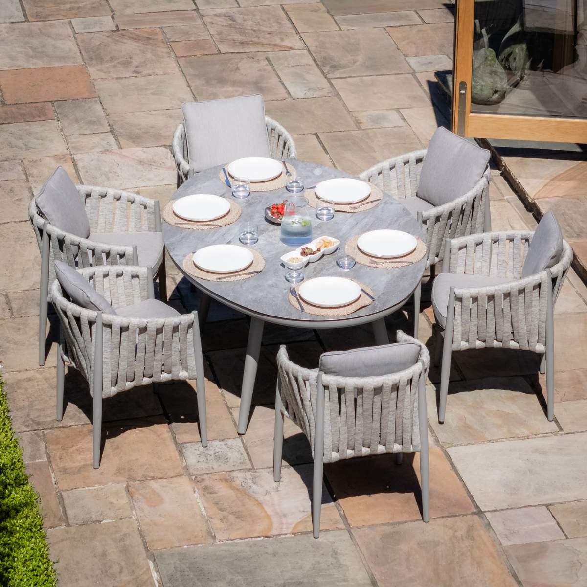 Maze Milan Rope Weave 6 Seat Oval Dining Set