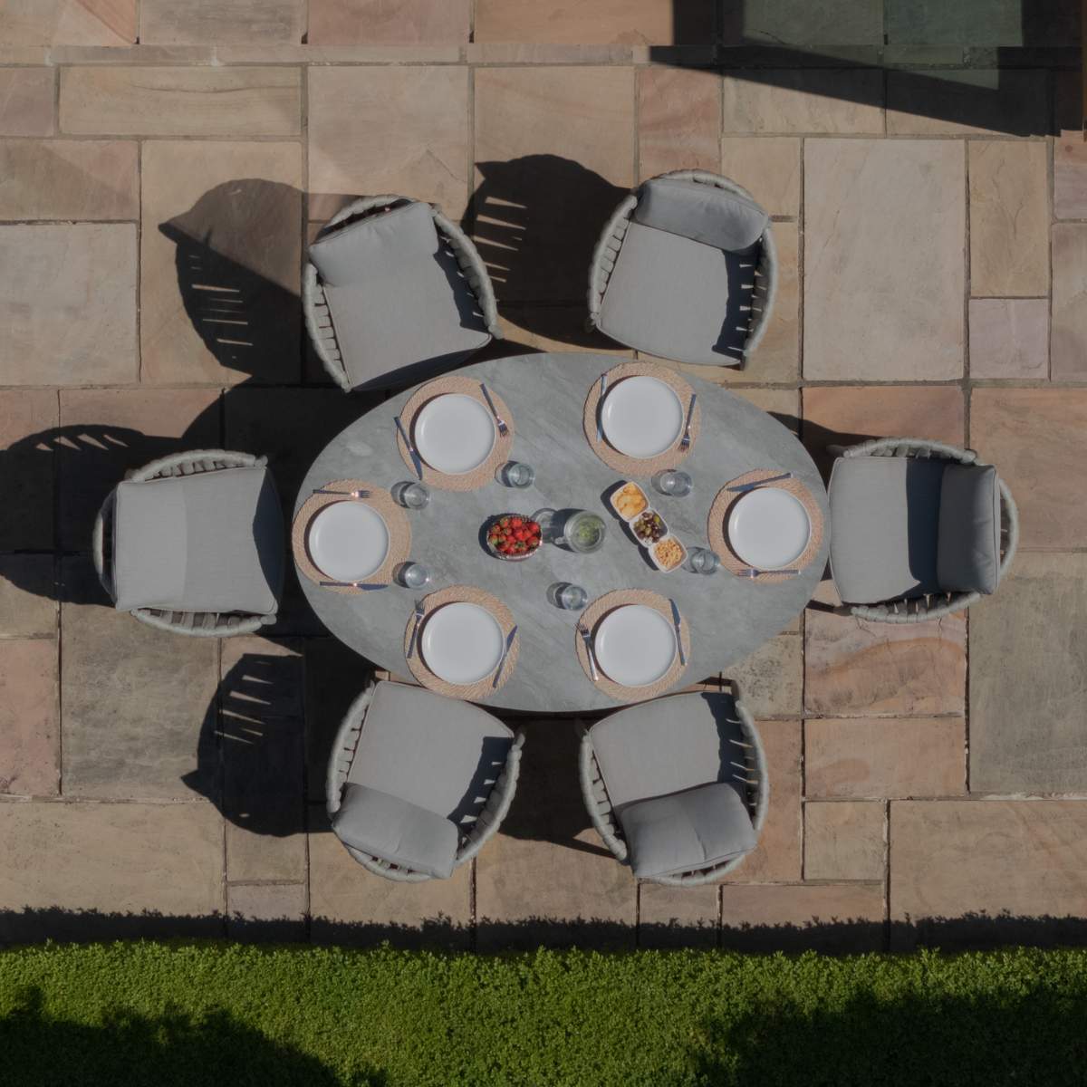 Maze Milan Rope Weave 6 Seat Oval Dining Set