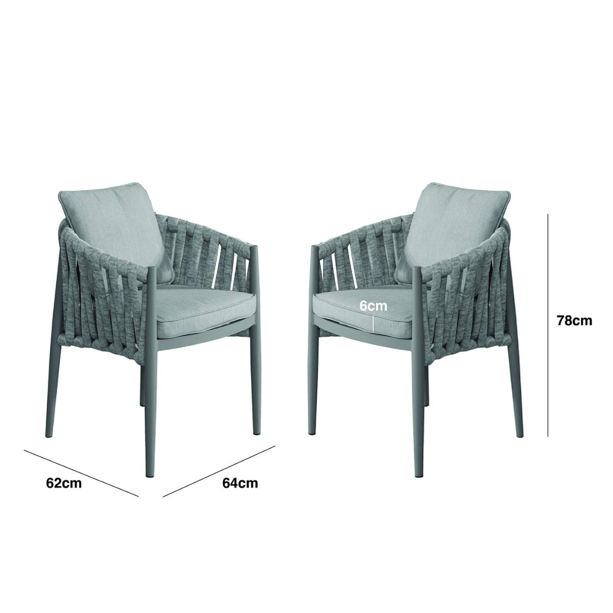 Maze Milan Rope Weave Pair of Dining Chairs