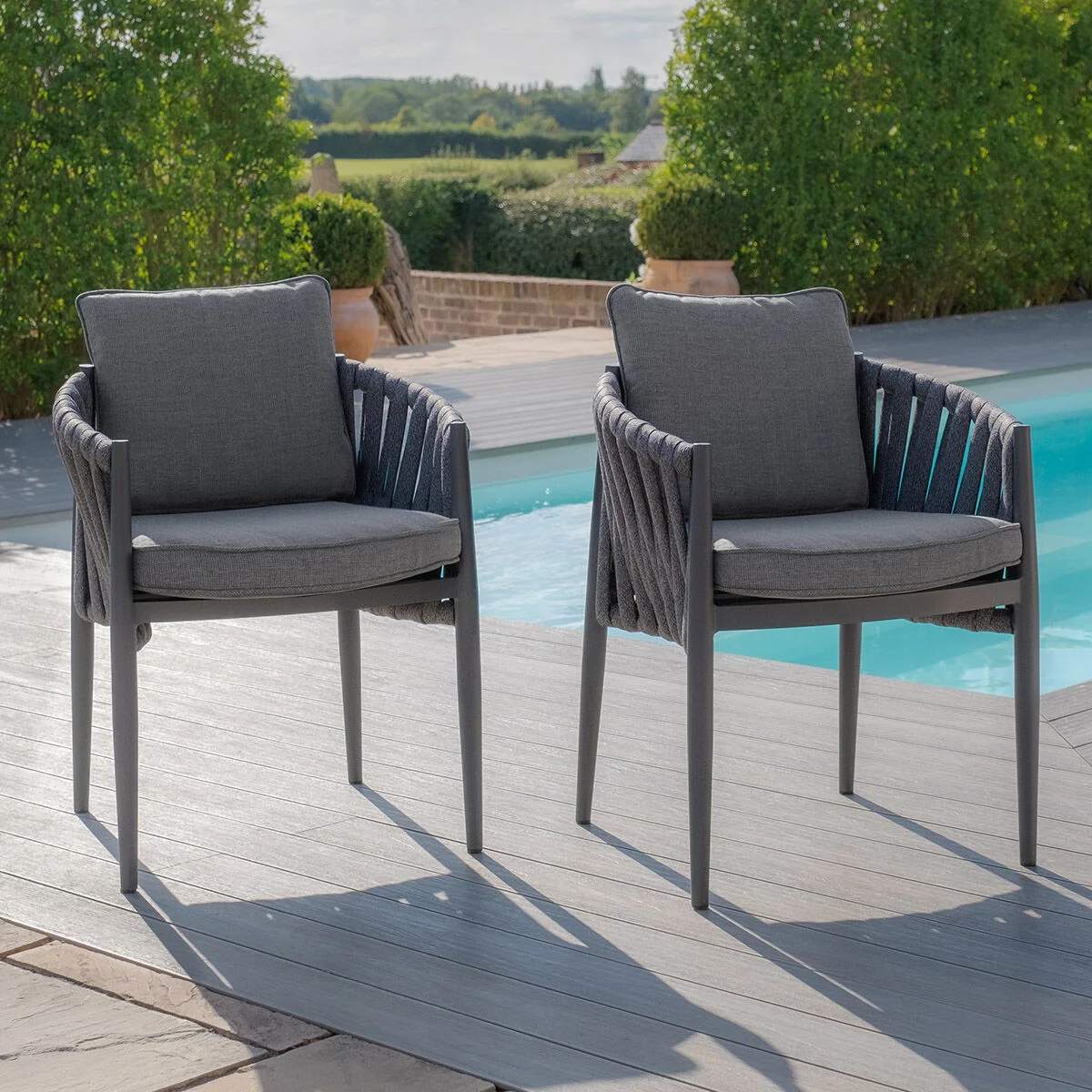 Maze Milan Rope Weave Pair of Dining Chairs