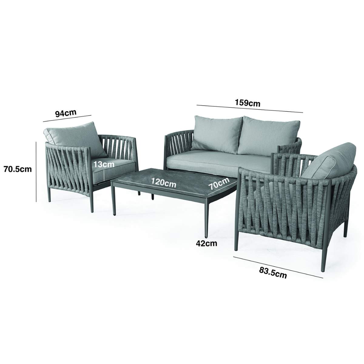 Maze Milan Rope Weave 2 Seat Sofa Set