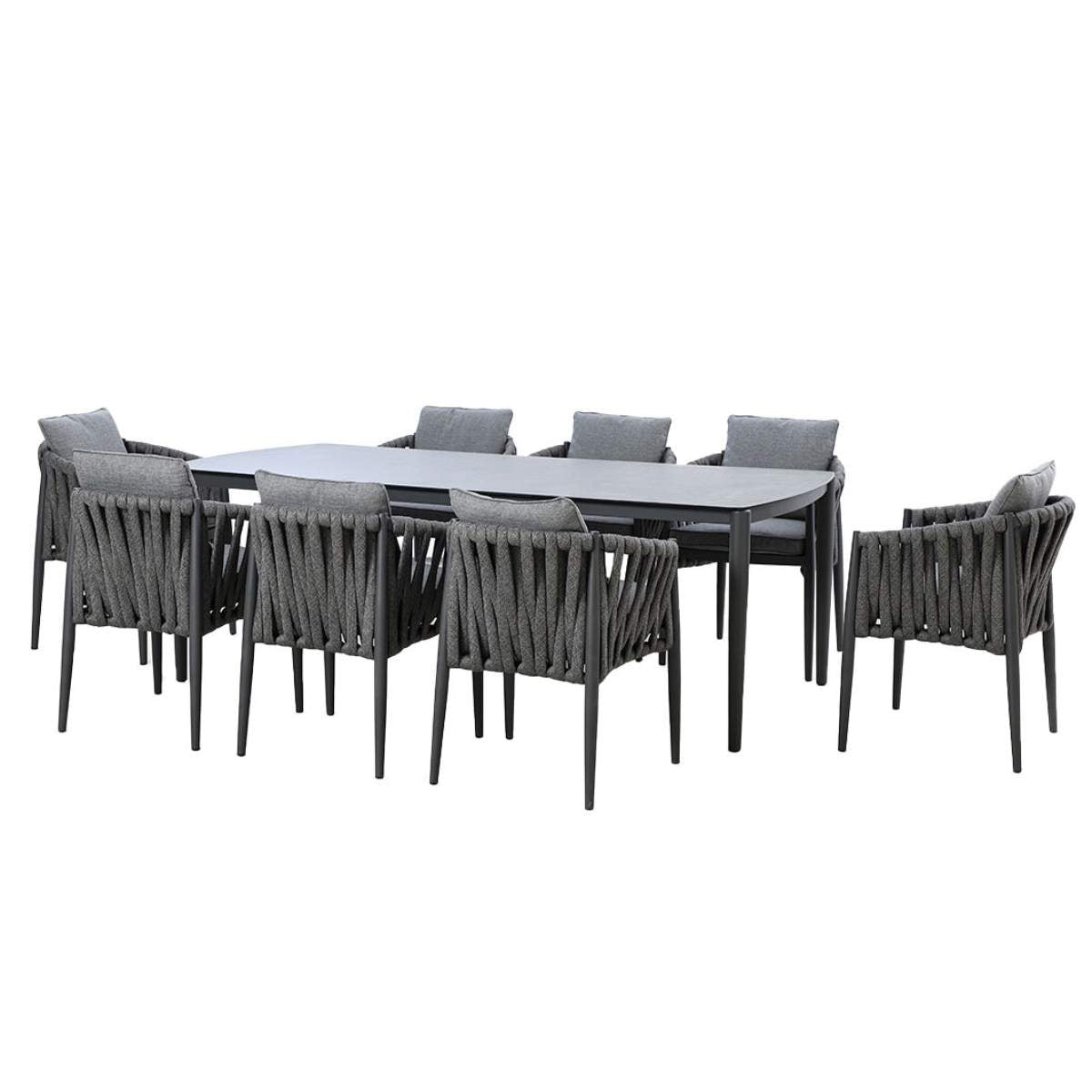 Maze Milan Rope Weave 8 Seat Rectangular Dining Set