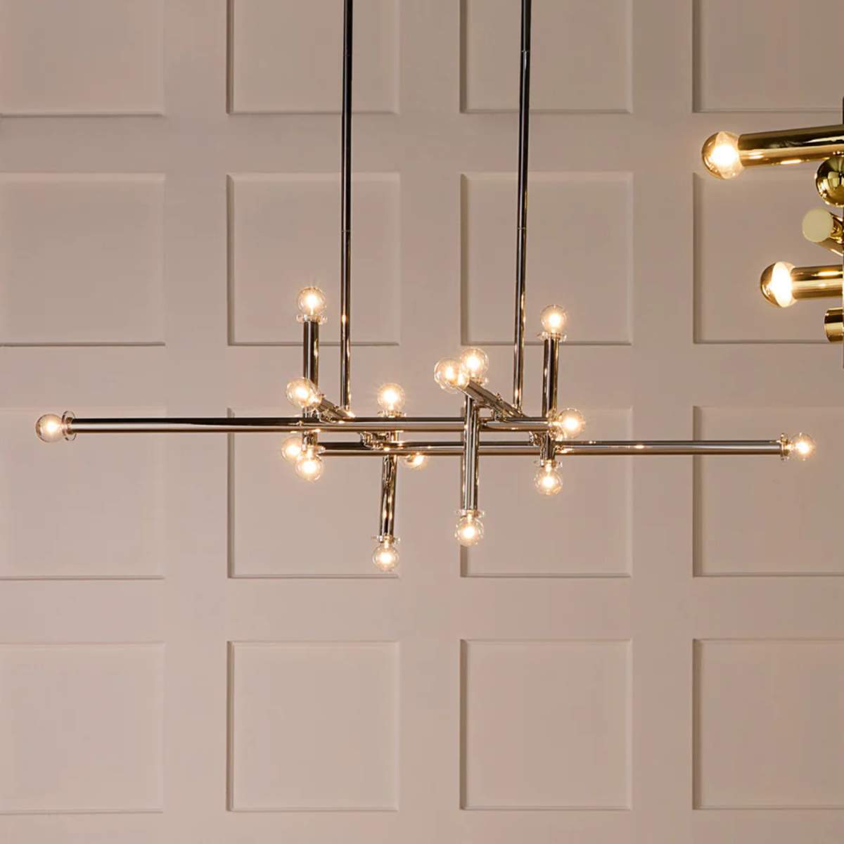 Jonathan Adler Milano Linear Chandelier Nickel