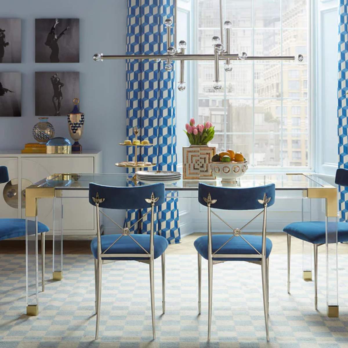 Jonathan Adler Milano Linear Chandelier Nickel