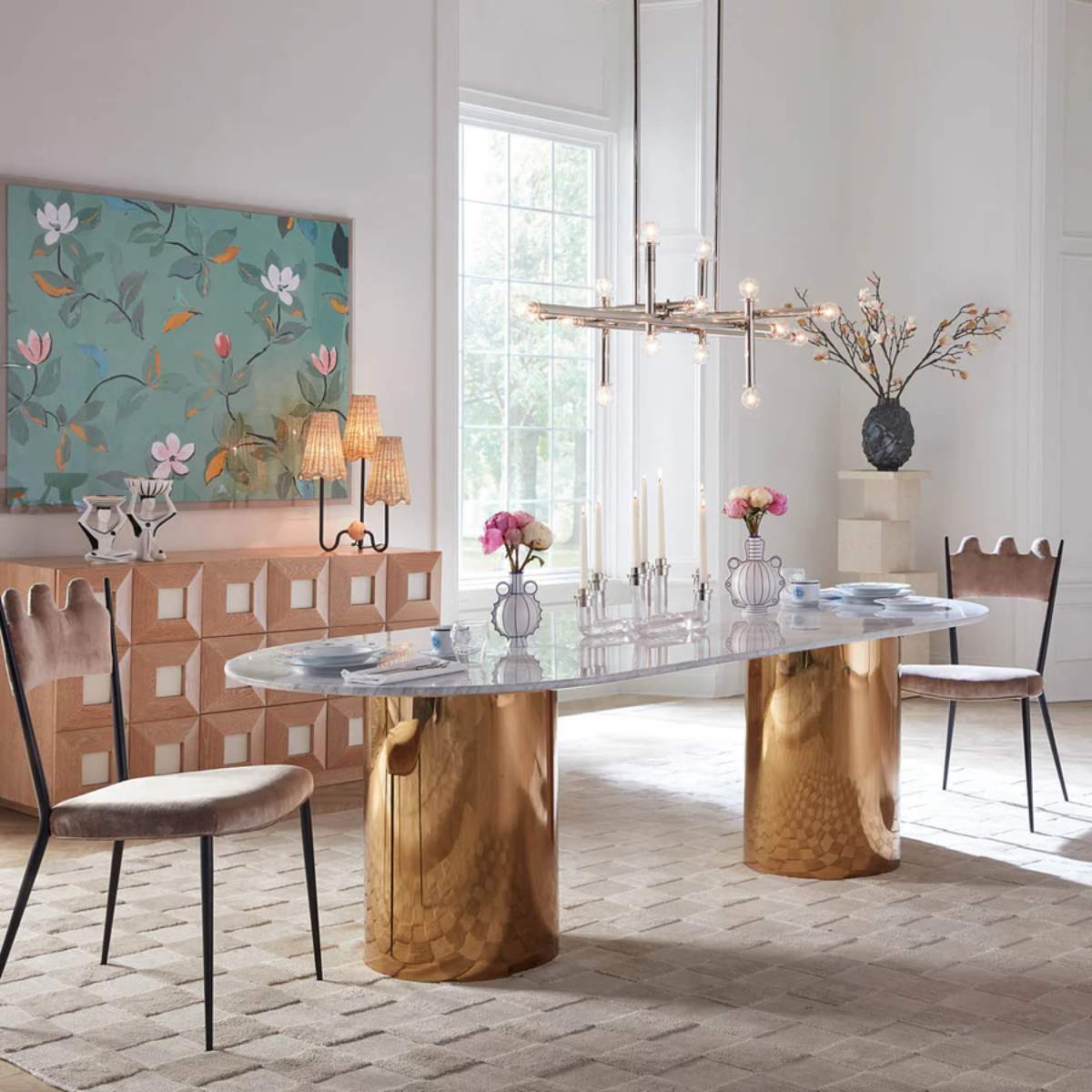 Jonathan Adler Milano Linear Chandelier Nickel