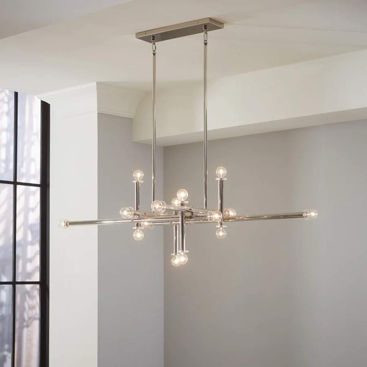 Jonathan Adler Milano Linear Chandelier Nickel