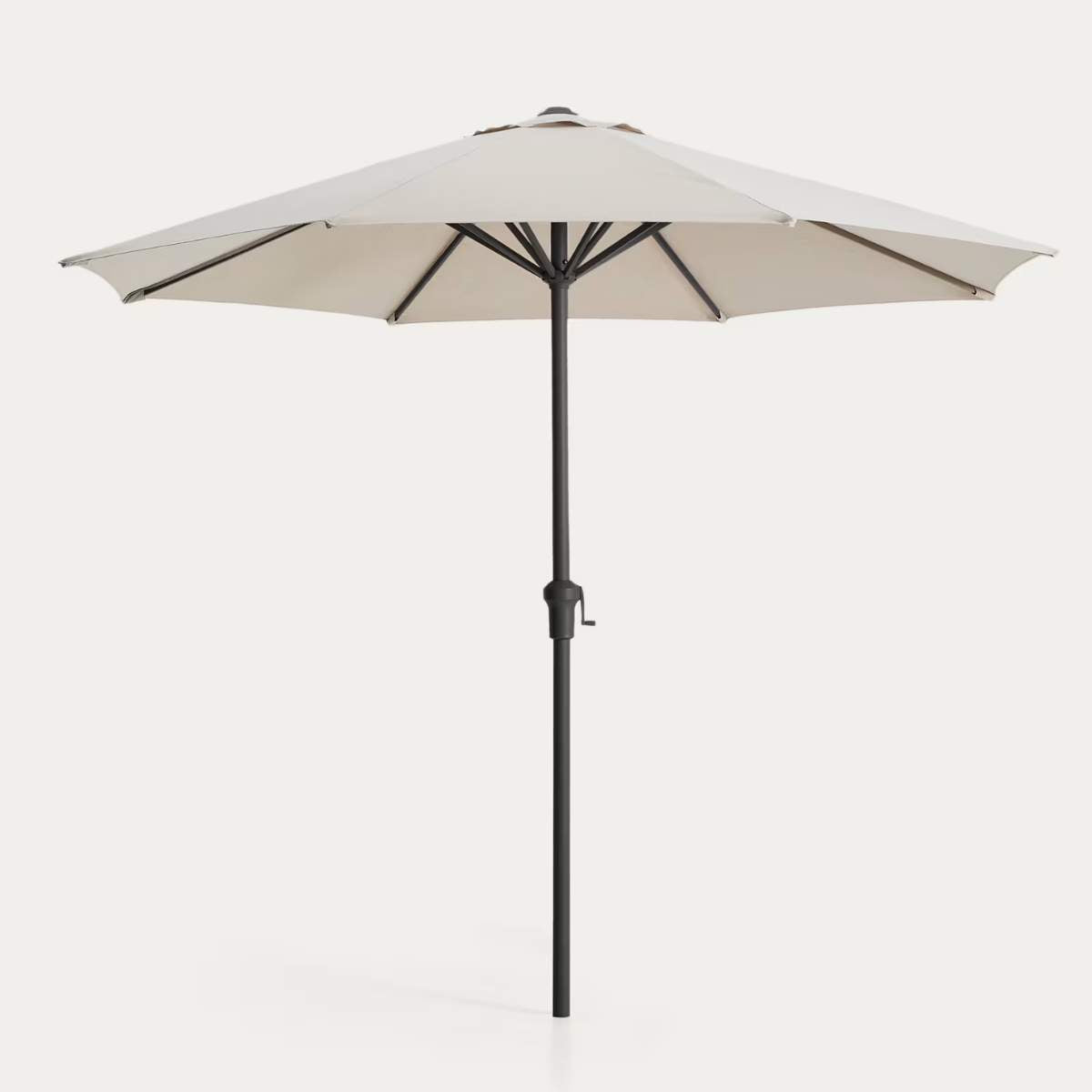 Kave Home Milna beige parasol with central pole and graphite steel structure Ø300cm
