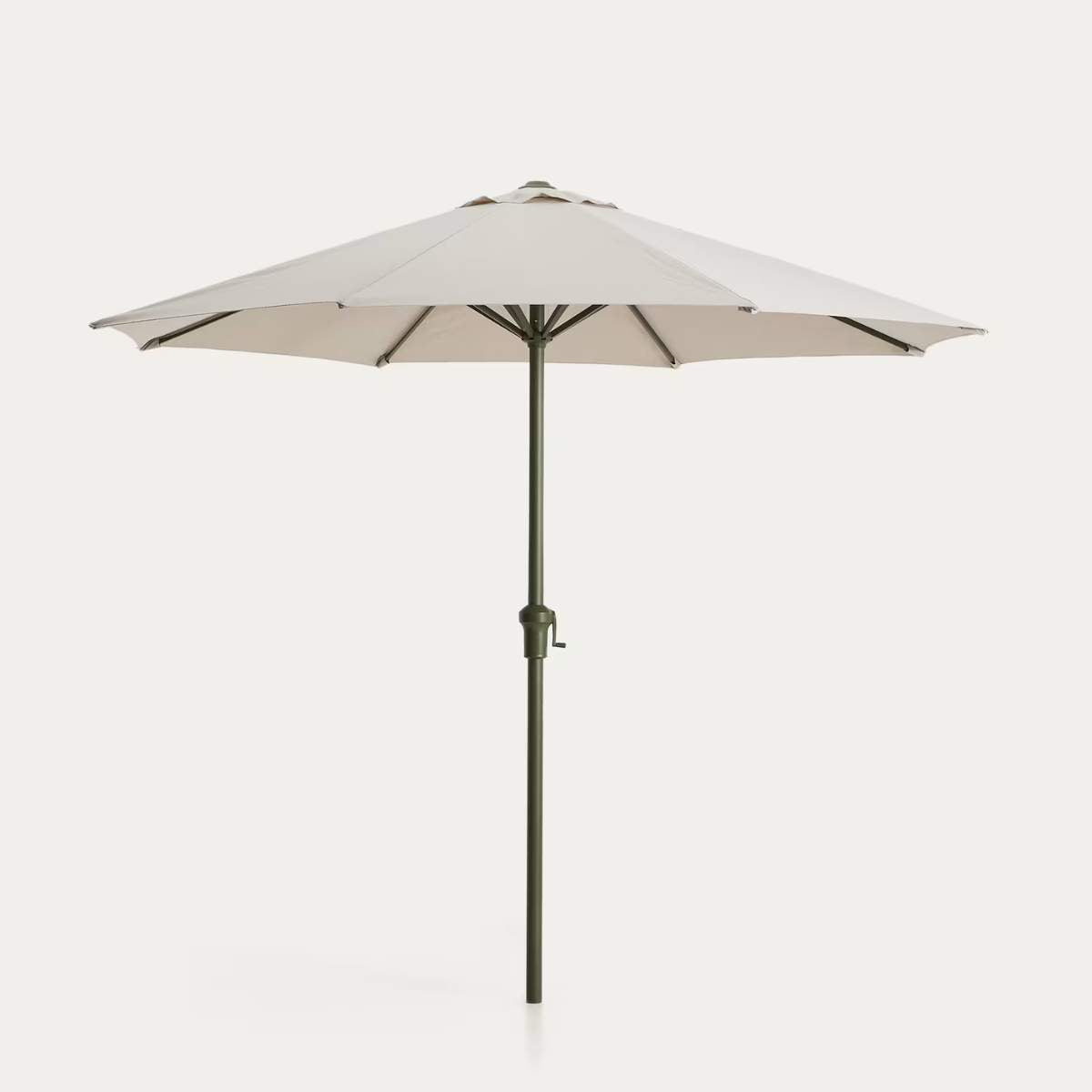 Kave Home Milna beige parasol with central pole and graphite steel structure Ø300cm