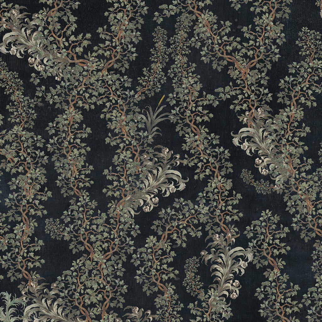 Mind The Gap Dark Leaves Wallpaper Anthracite/Green/Grey-Beaumonde