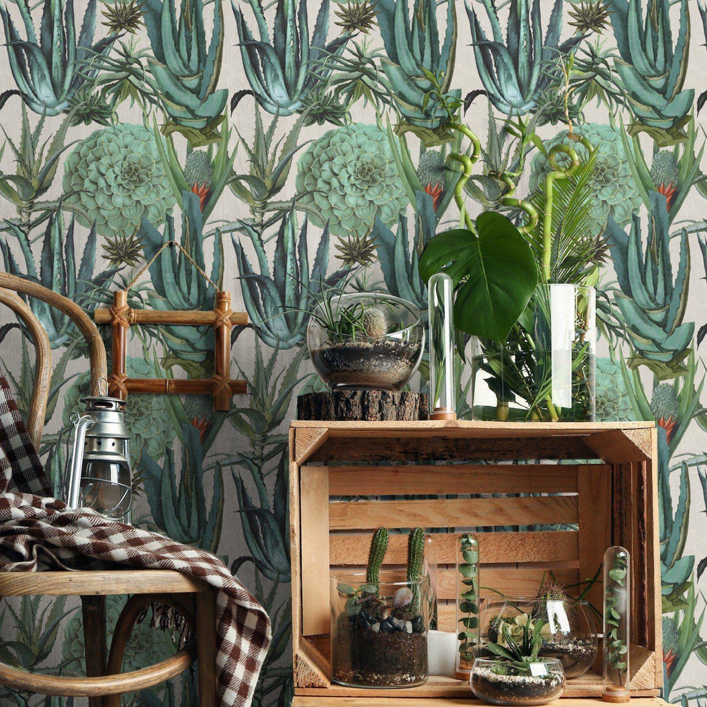 Mind The Gap Succulentus Wallpaper WP20168 Ivory/Green-Beaumonde