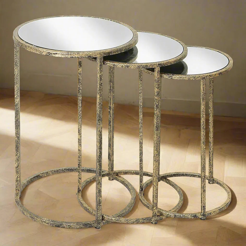 Mindy Brownes Mirror Top Nest of Tables Set of 3-Beaumonde