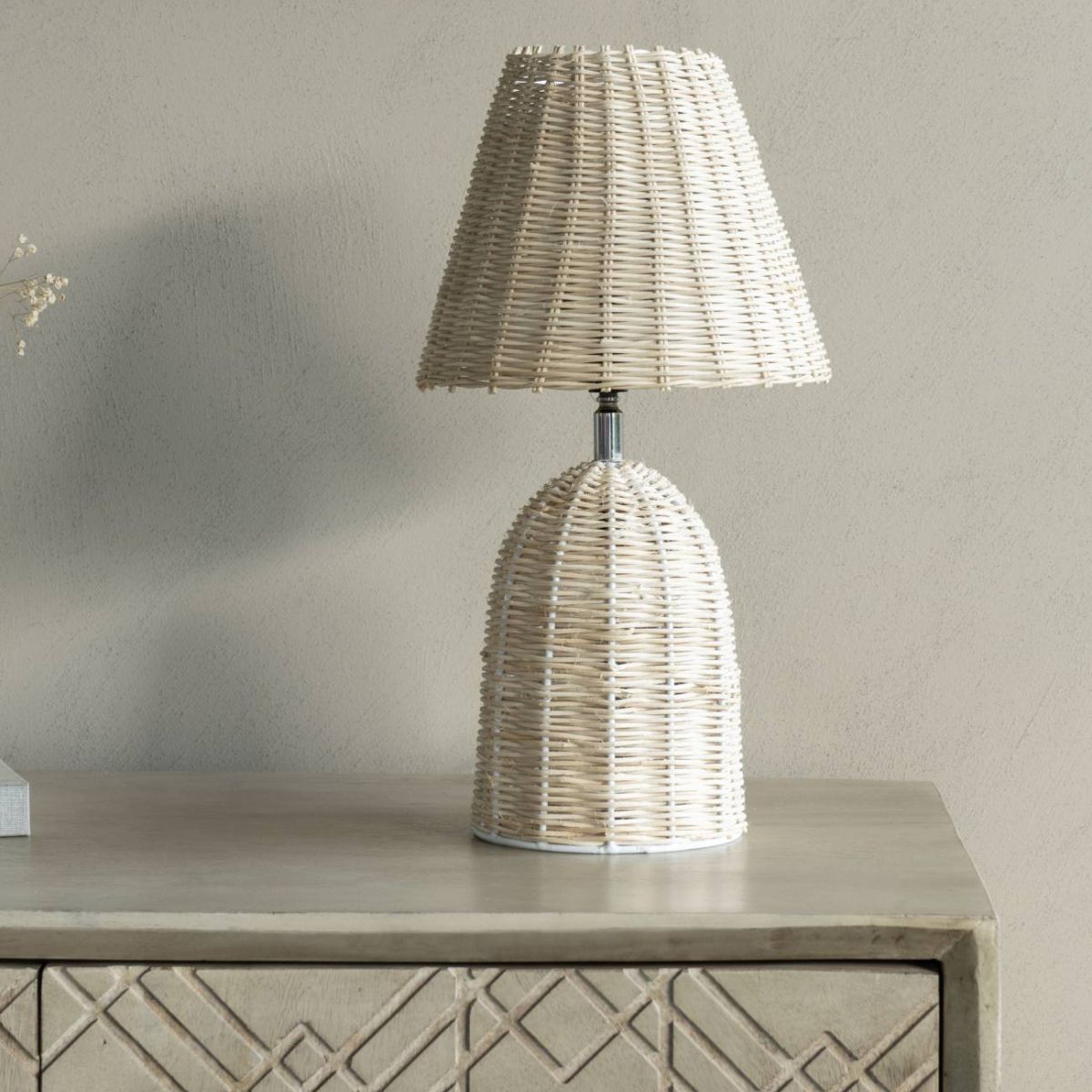 Libra Interiors Mini Rattan Lamp Base and Shade