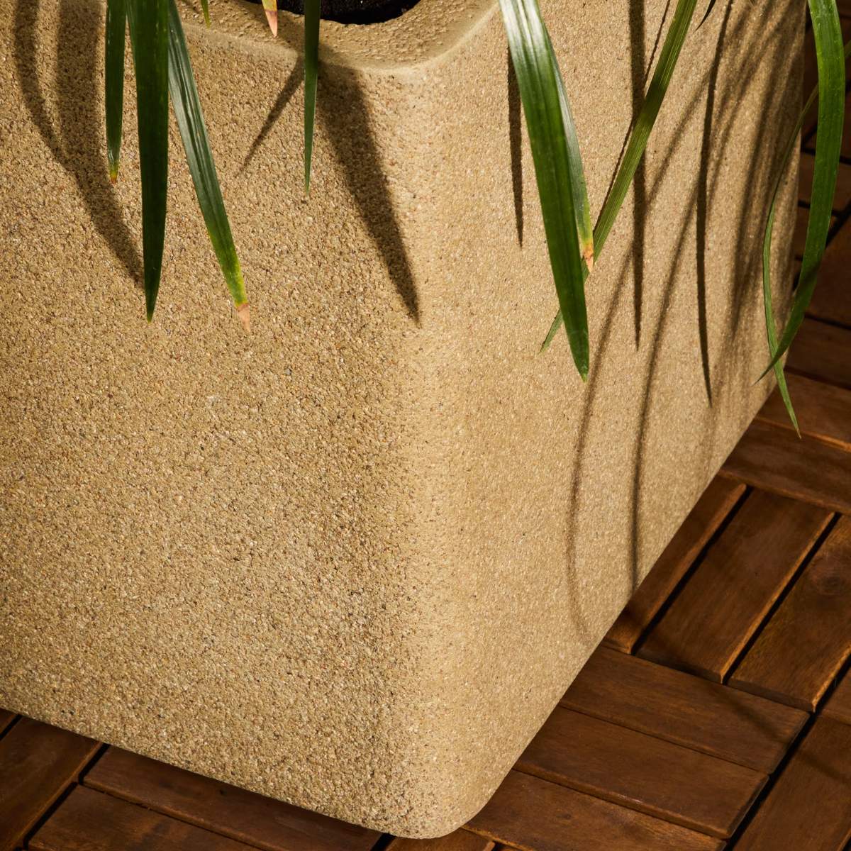 Kave Home Set of 2 Minoa planters with mustard stone effect 44 x 44 cm