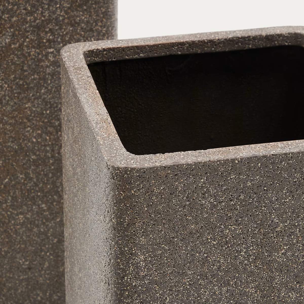 Kave Home Set of 2 Minoa tall planters with brown stone effect 44 x 44 cm