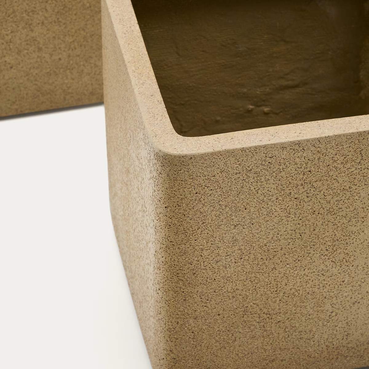 Kave Home Set of 2 Minoa planters with mustard stone effect 44 x 44 cm
