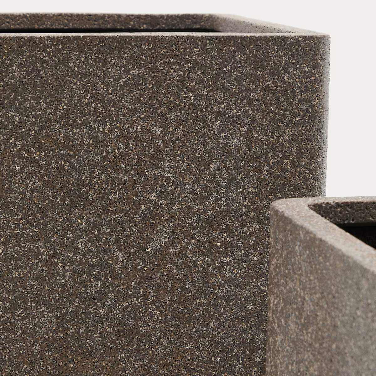 Kave Home Set of 2 Minoa tall planters with brown stone effect 44 x 44 cm