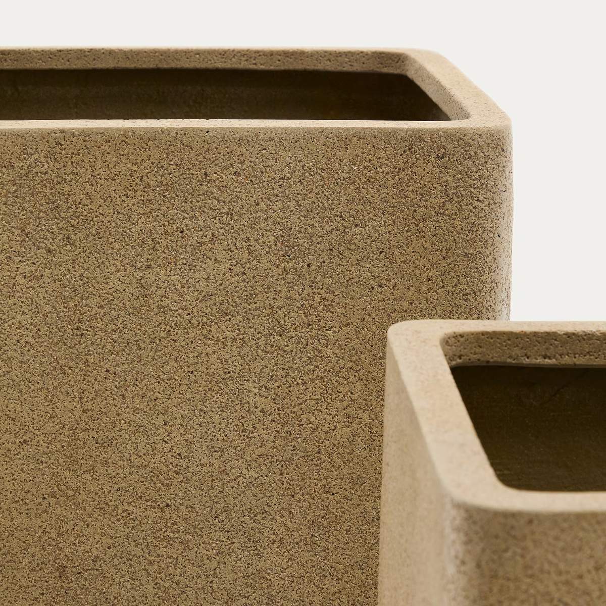 Kave Home Set of 2 Minoa planters with mustard stone effect 44 x 44 cm