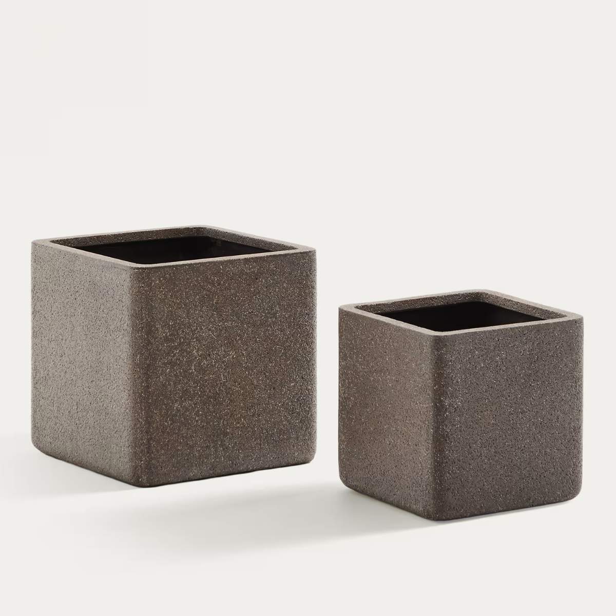 Kave Home Set of 2 Minoa planters with mustard stone effect 44 x 44 cm