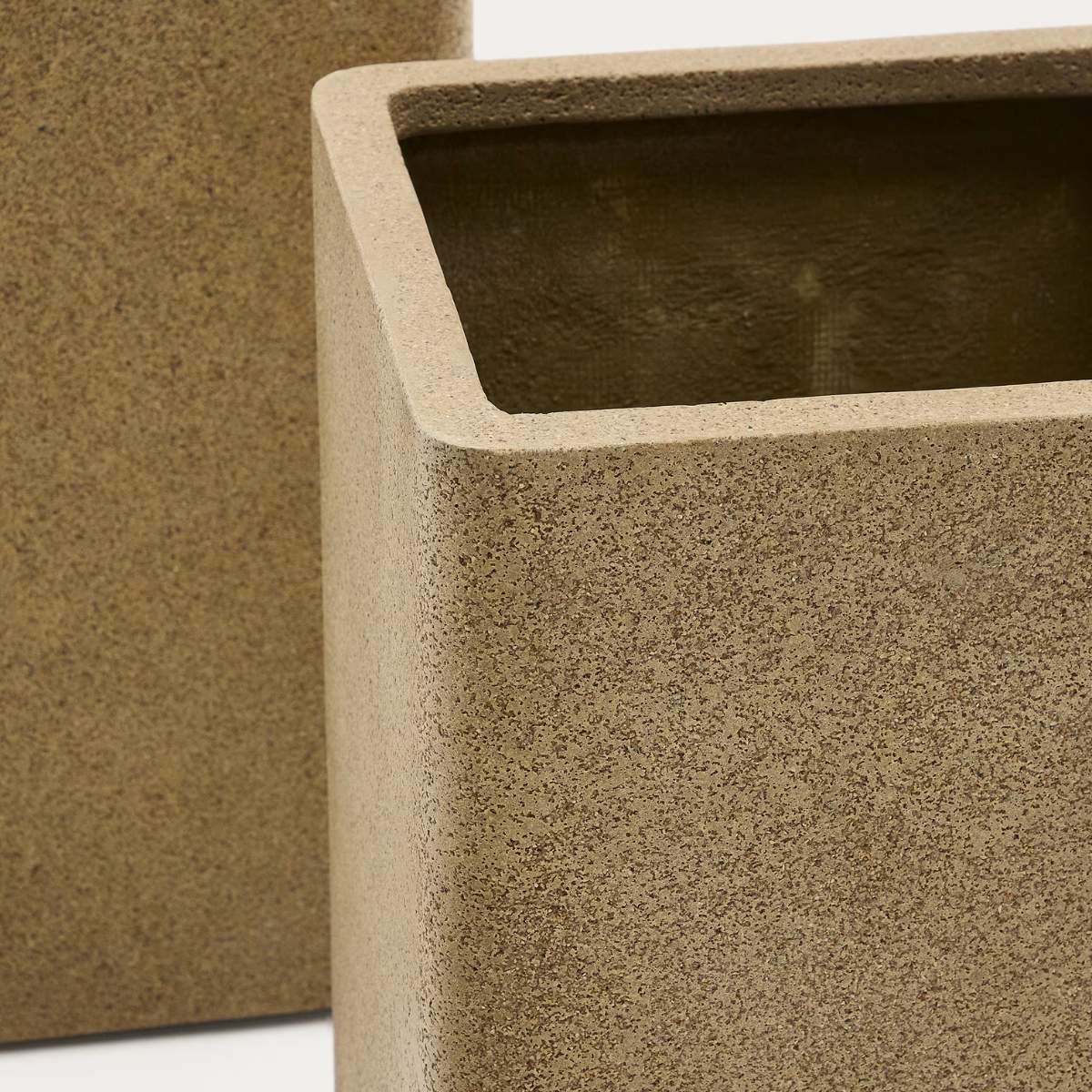 Kave Home Set of 2 Minoa tall planters with brown stone effect 44 x 44 cm