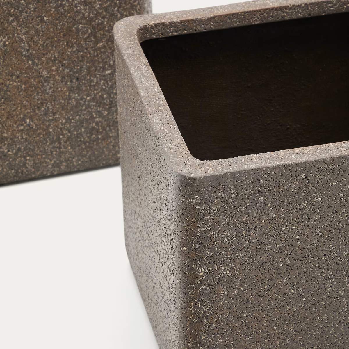 Kave Home Set of 2 Minoa planters with mustard stone effect 44 x 44 cm