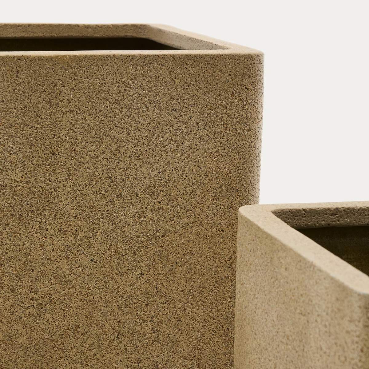 Kave Home Set of 2 Minoa tall planters with brown stone effect 44 x 44 cm