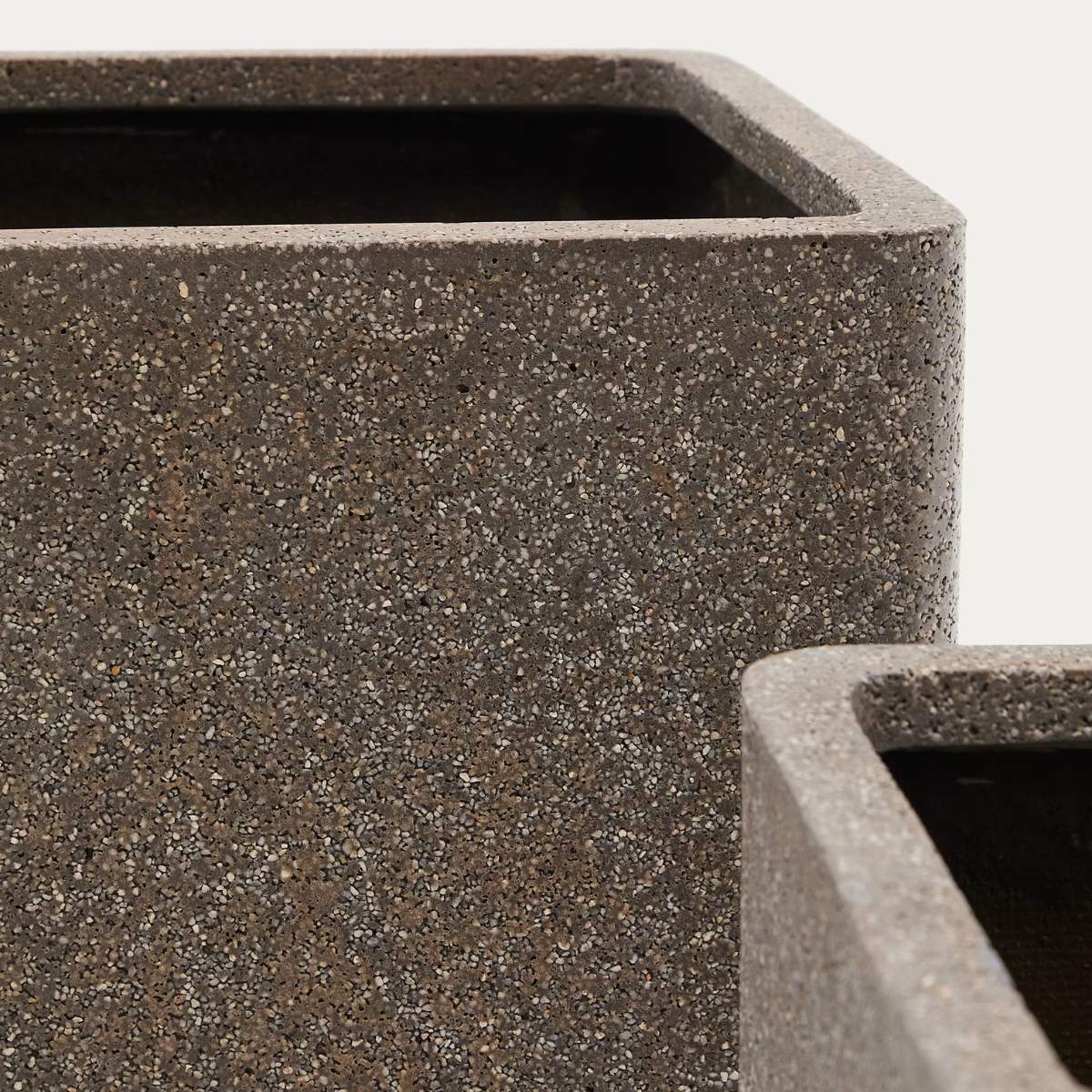 Kave Home Set of 2 Minoa planters with mustard stone effect 44 x 44 cm