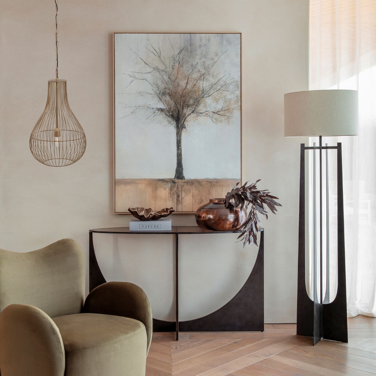 Libra Interiors Mira Pear Drop Wire Pendant