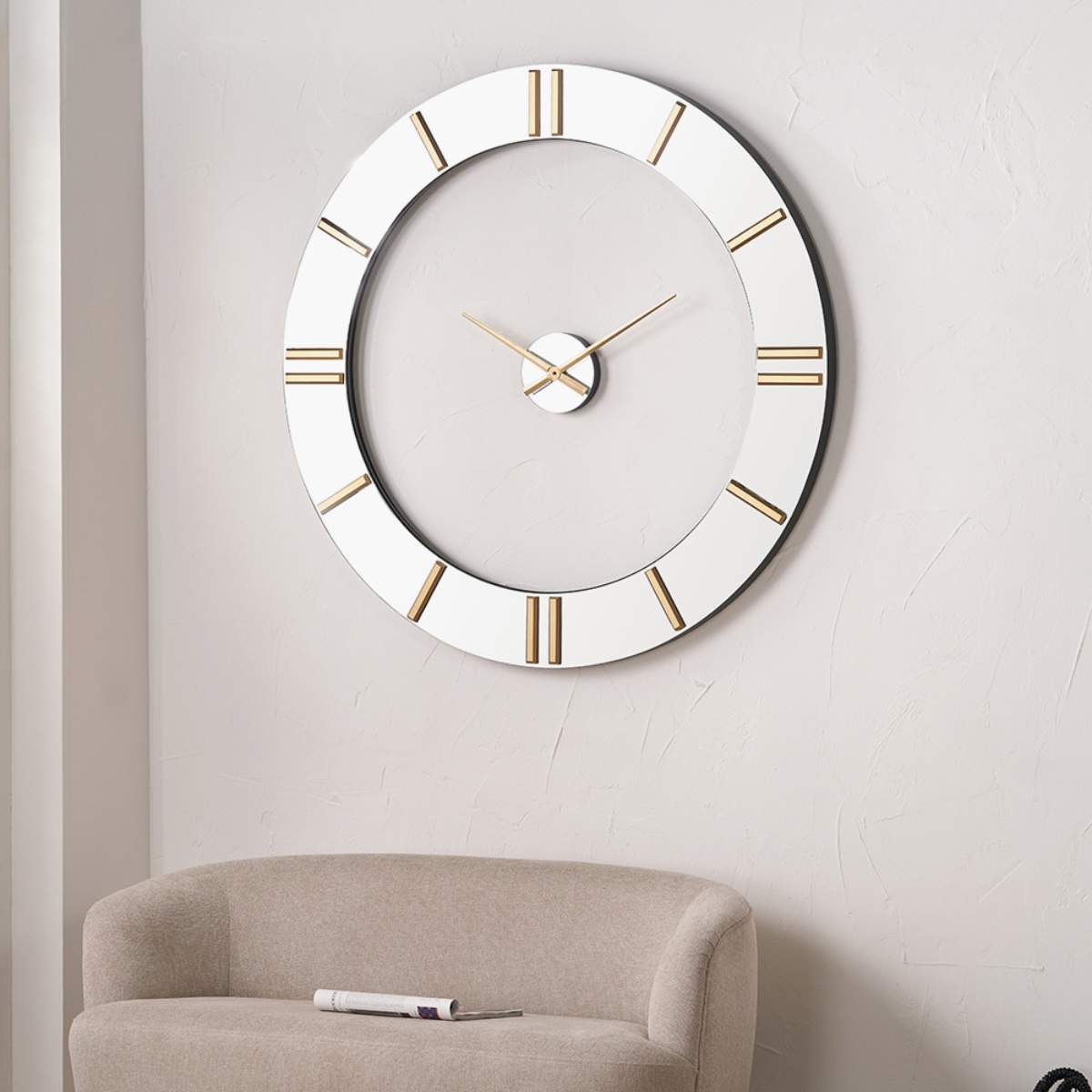 Pacific Lifestyle Mirror and Gold 2 Piece Open Wall Clock