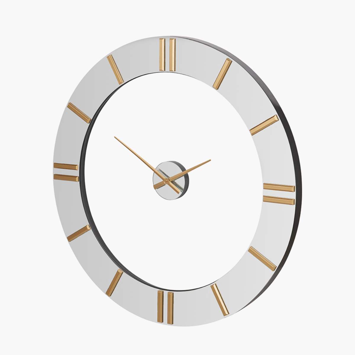 Pacific Lifestyle Mirror and Gold 2 Piece Open Wall Clock