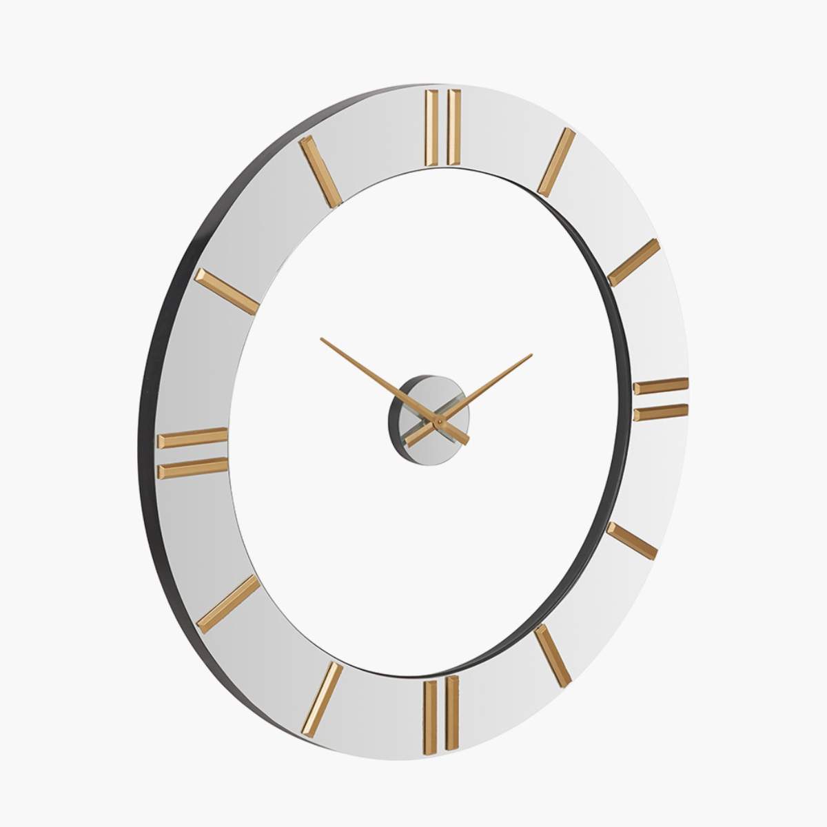 Pacific Lifestyle Mirror and Gold 2 Piece Open Wall Clock