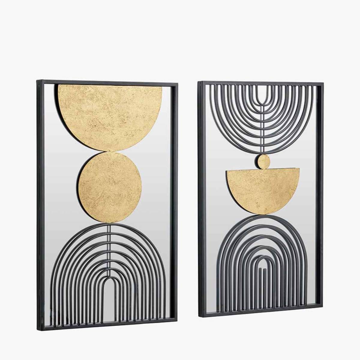 Pacific Lifestyle S/2 Mirrored, Black and Gold Metal Wall Art