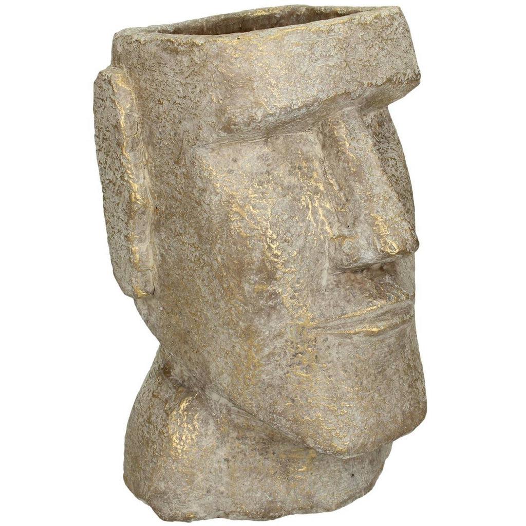Moai Easter Island Gold Head Planter Small 23cm-Beaumonde