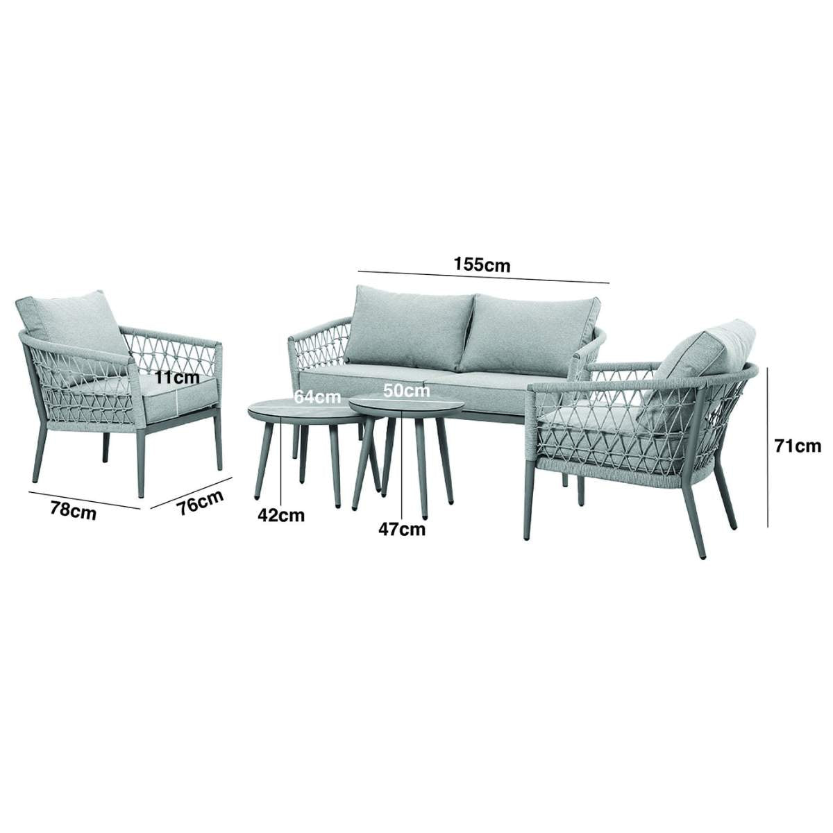 Maze Monaco Rope Weave 2 Seat Sofa Set