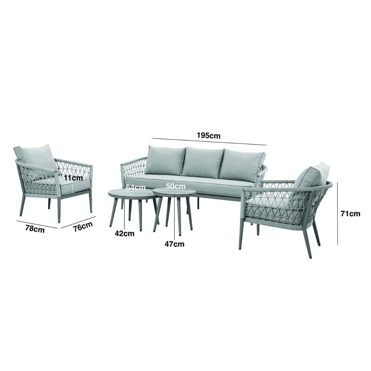 Maze Monaco Rope Weave 3 Seat Sofa Set