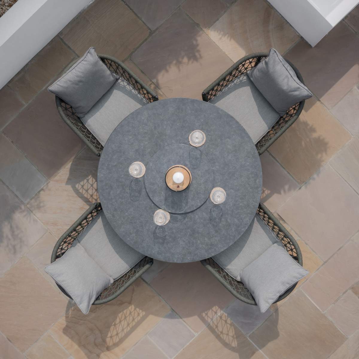 Maze Monaco Rope Weave 4 Seat Round Dining Set