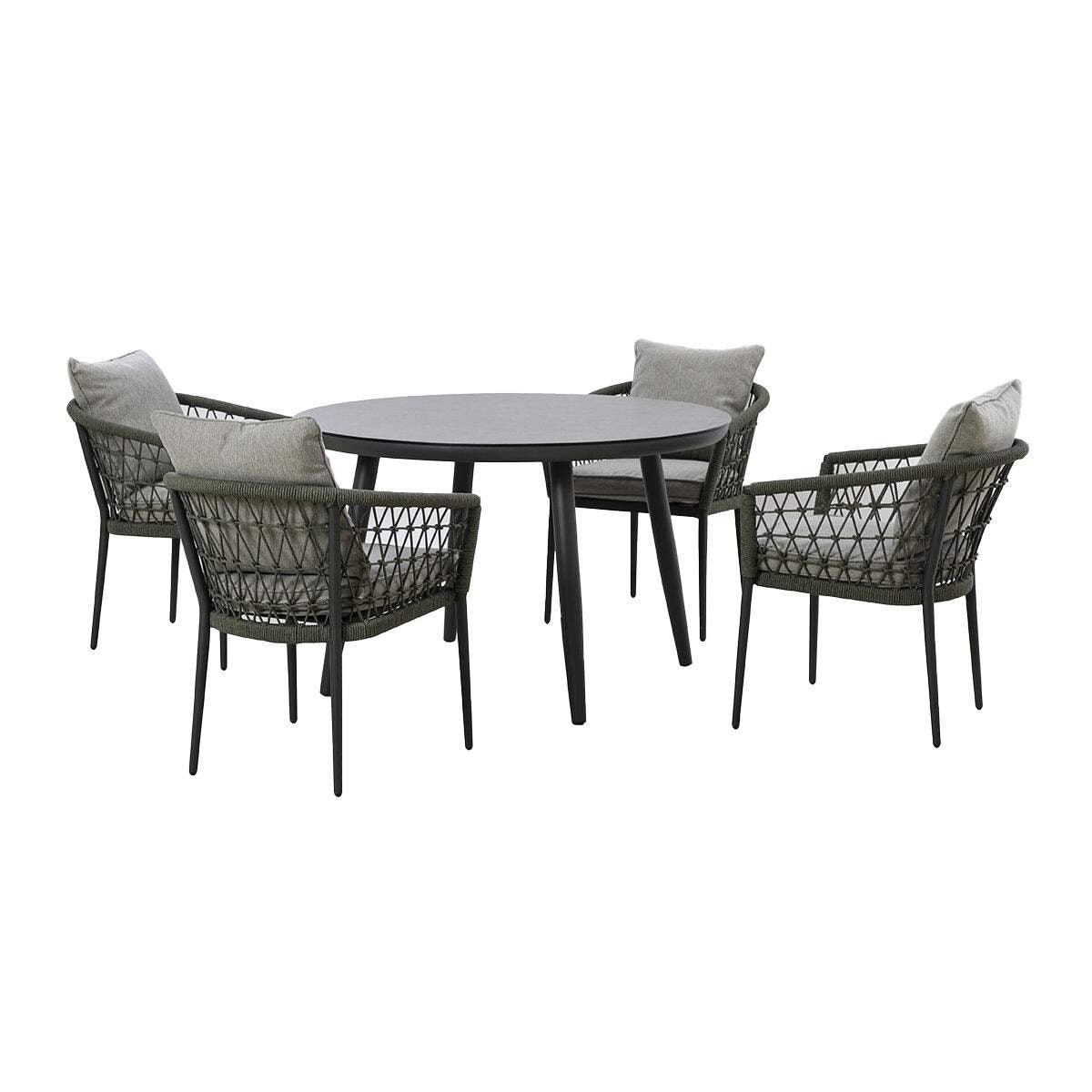 Maze Monaco Rope Weave 4 Seat Round Dining Set