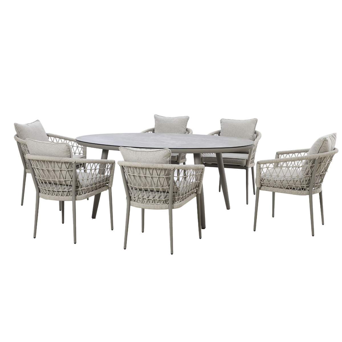 Maze Monaco Rope Weave 6 Seat Oval Dining Set