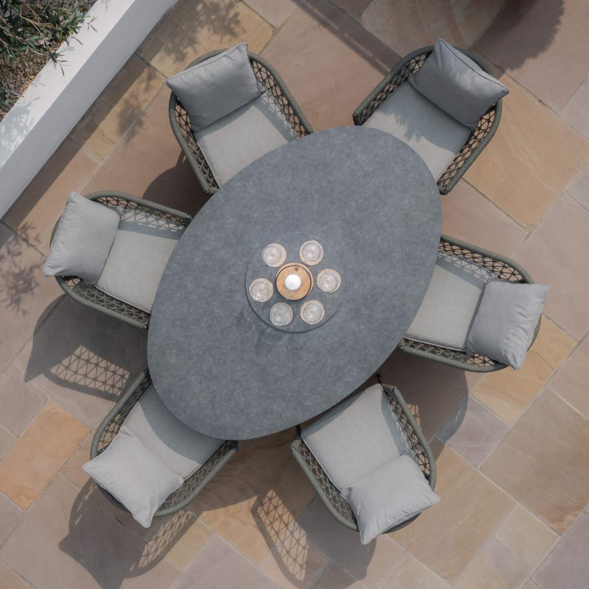 Maze Monaco Rope Weave 6 Seat Oval Dining Set