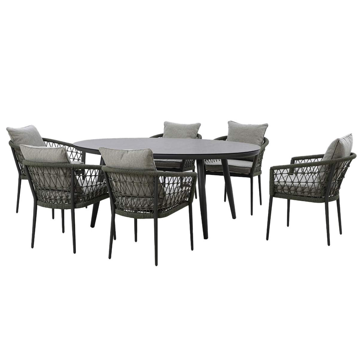 Maze Monaco Rope Weave 6 Seat Oval Dining Set