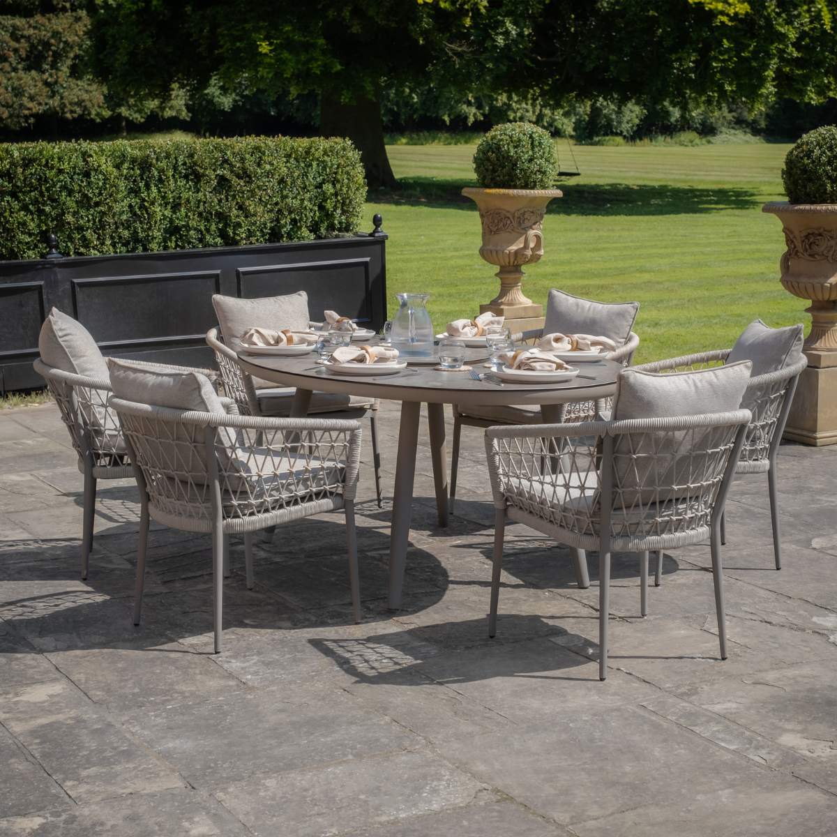 Maze Monaco Rope Weave 6 Seat Oval Dining Set