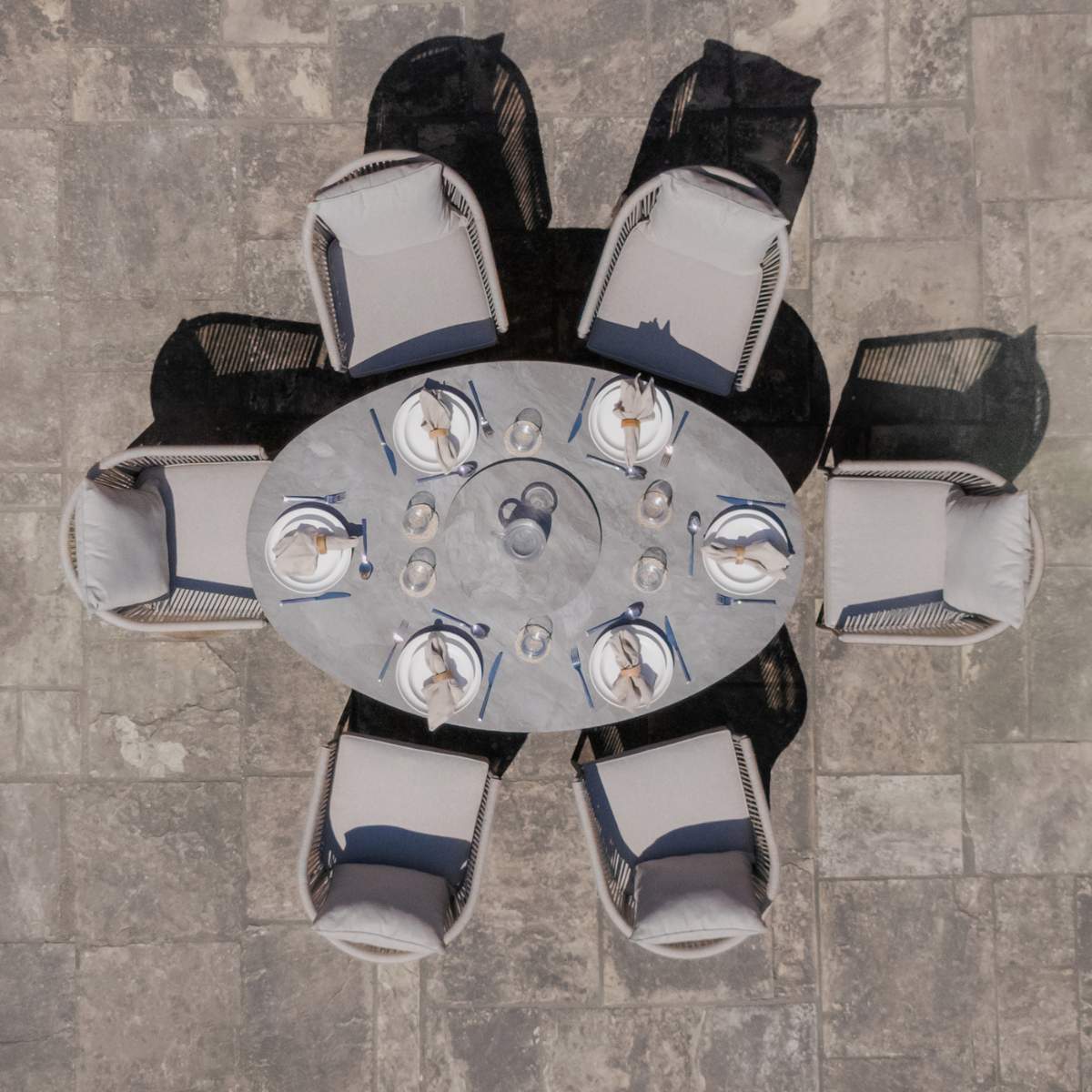 Maze Monaco Rope Weave 6 Seat Oval Dining Set