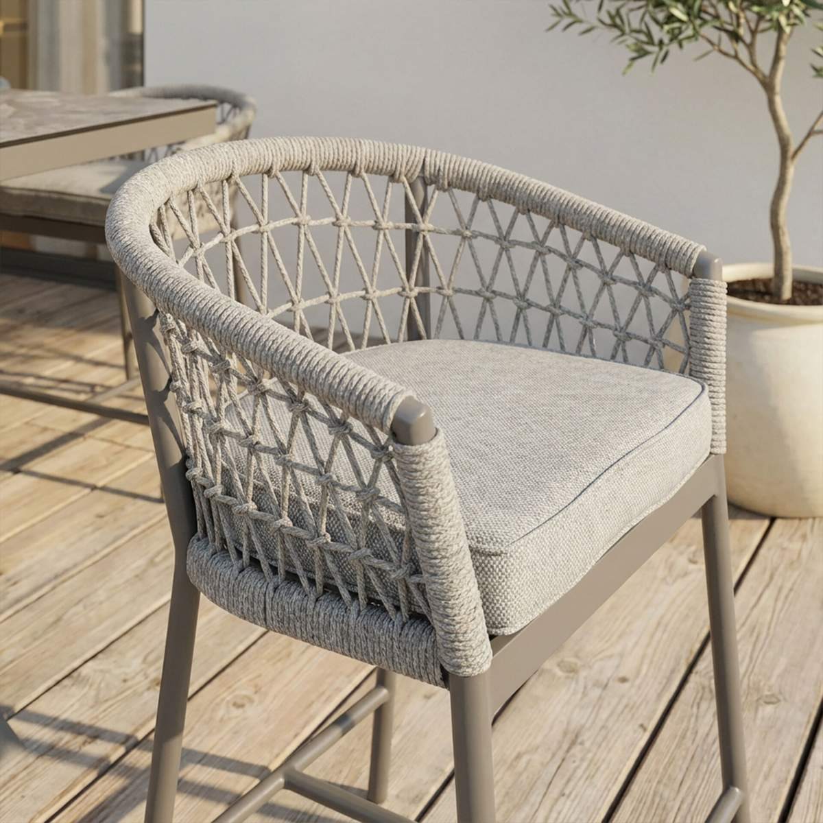 Maze Monaco Rope Weave 6 Seat Rectangular Bar Set