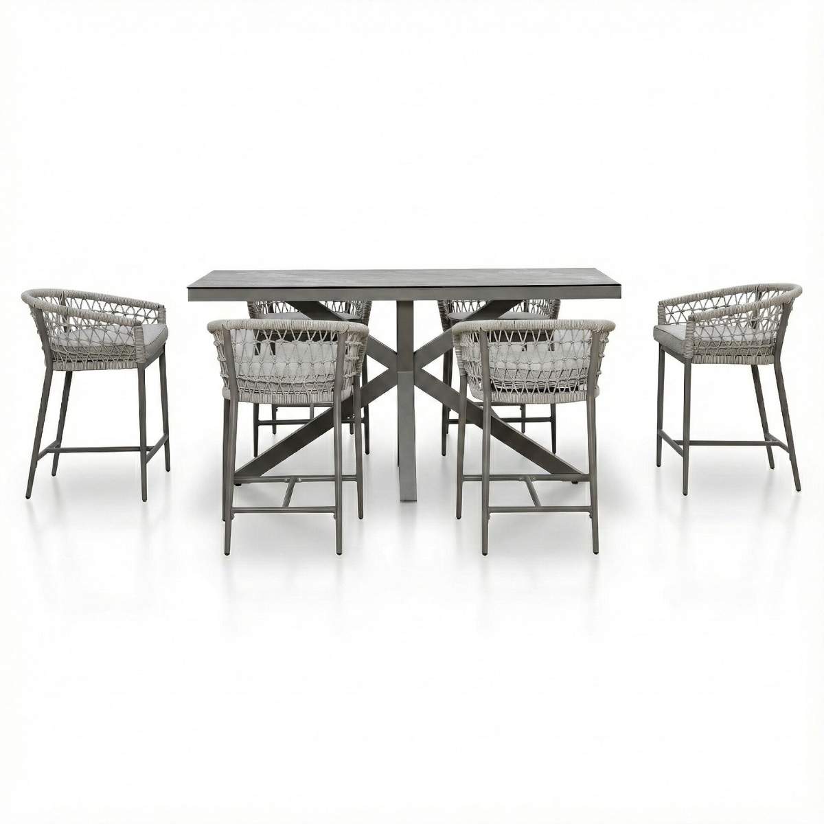 Maze Monaco Rope Weave 6 Seat Rectangular Bar Set