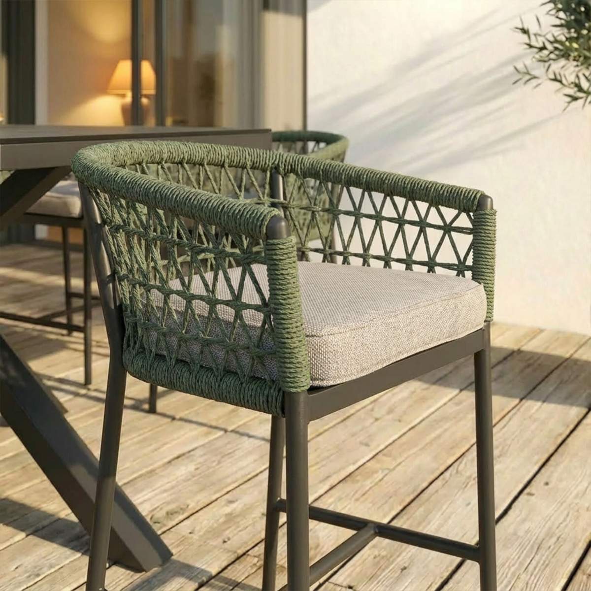 Maze Monaco Rope Weave 6 Seat Rectangular Bar Set