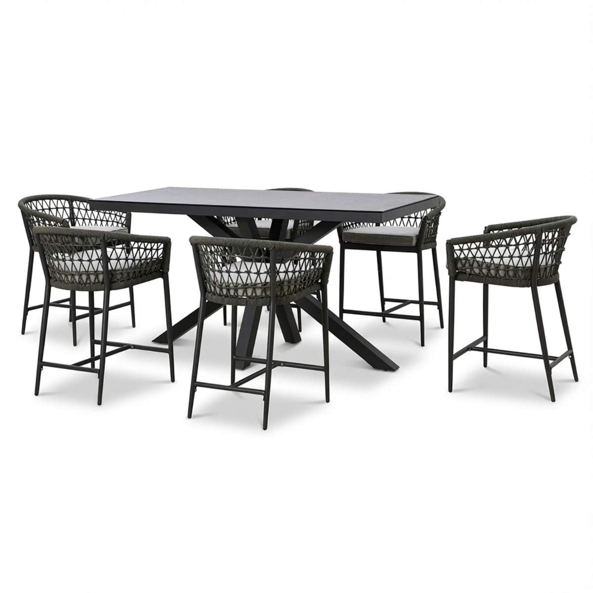 Maze Monaco Rope Weave 6 Seat Rectangular Bar Set