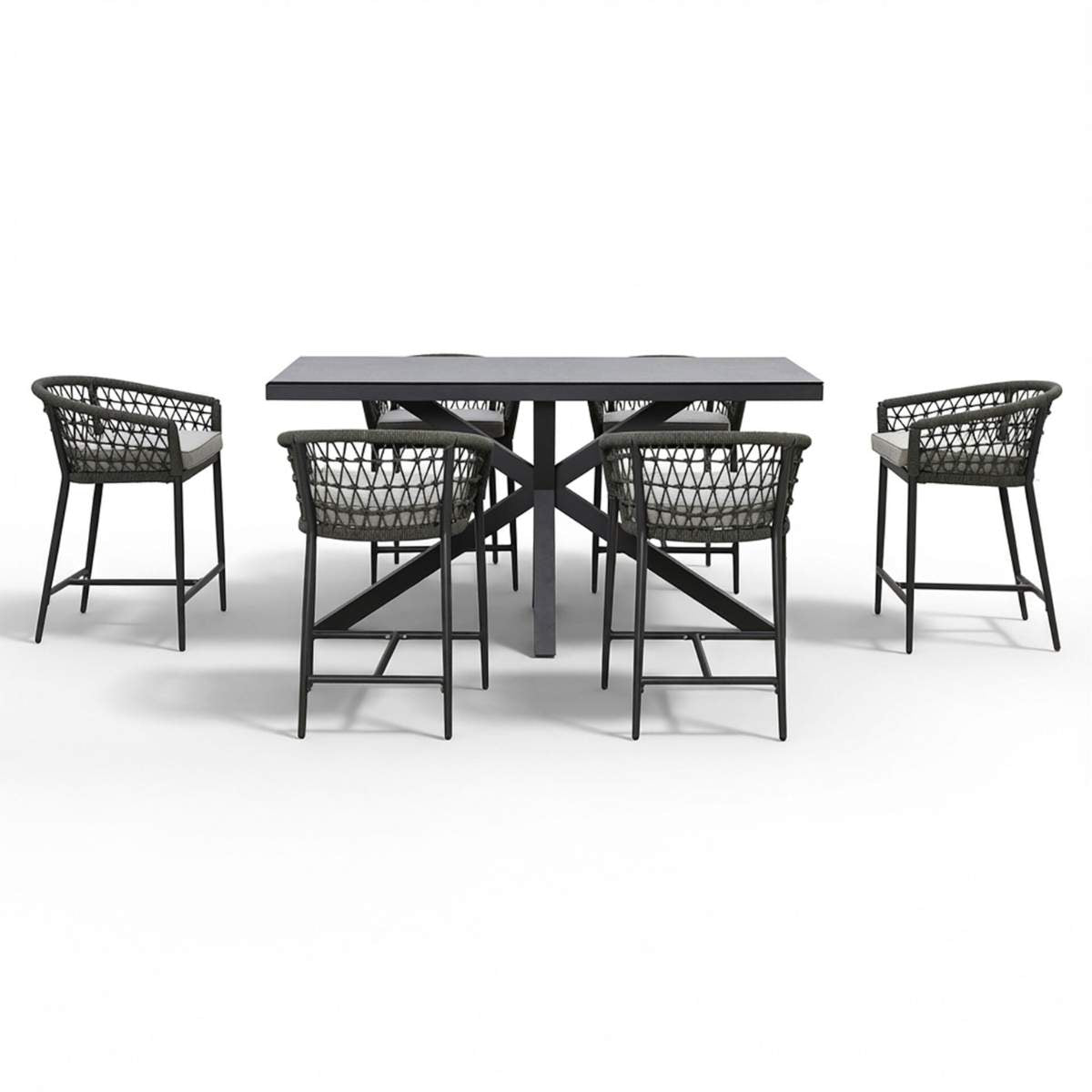 Maze Monaco Rope Weave 6 Seat Rectangular Bar Set