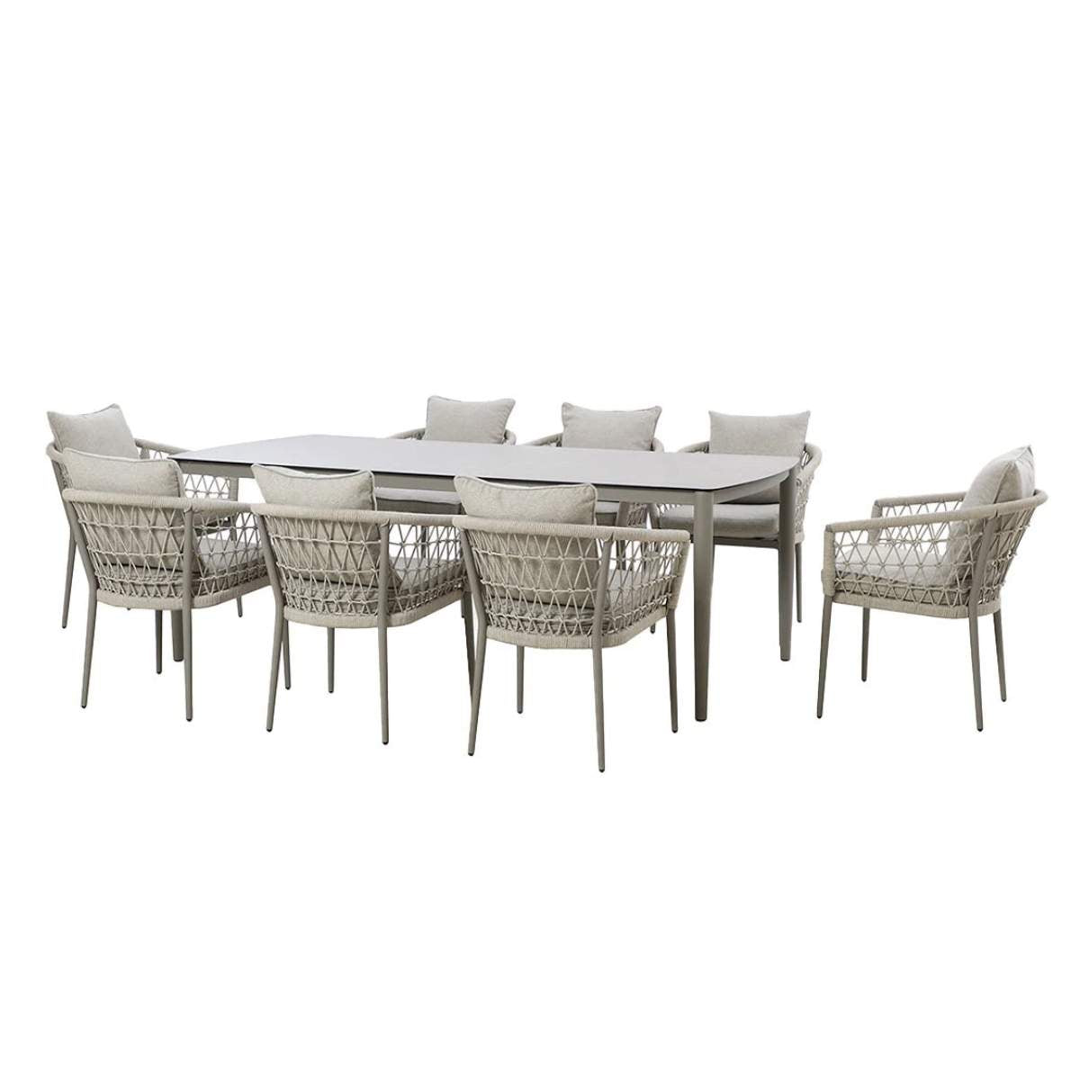 Maze Monaco Rope Weave 8 Seat Rectangular Dining Set