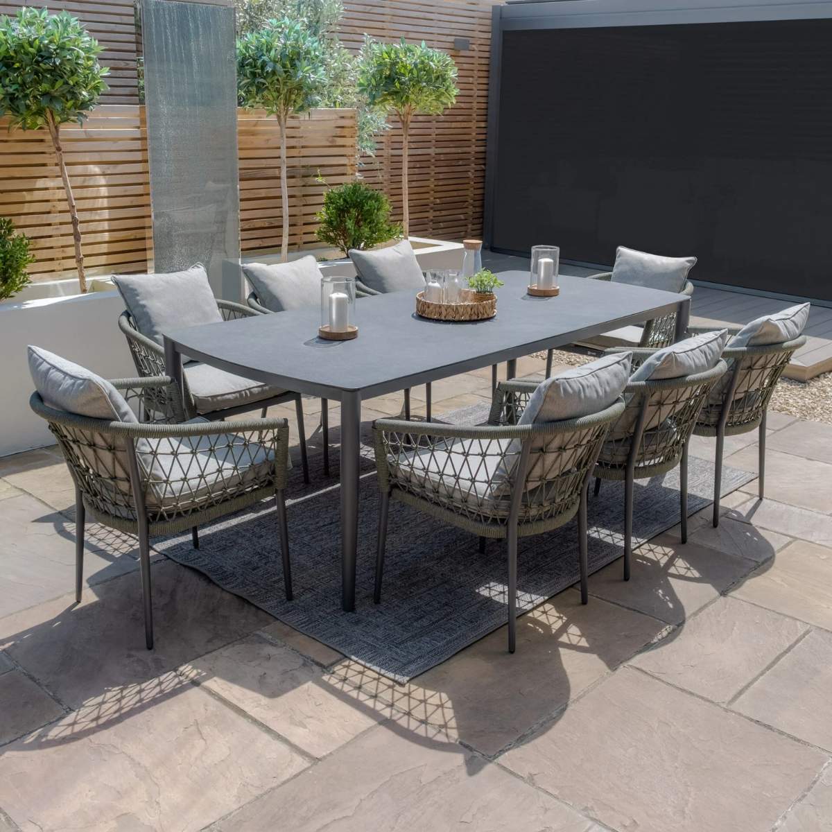 Maze Monaco Rope Weave 8 Seat Rectangular Dining Set