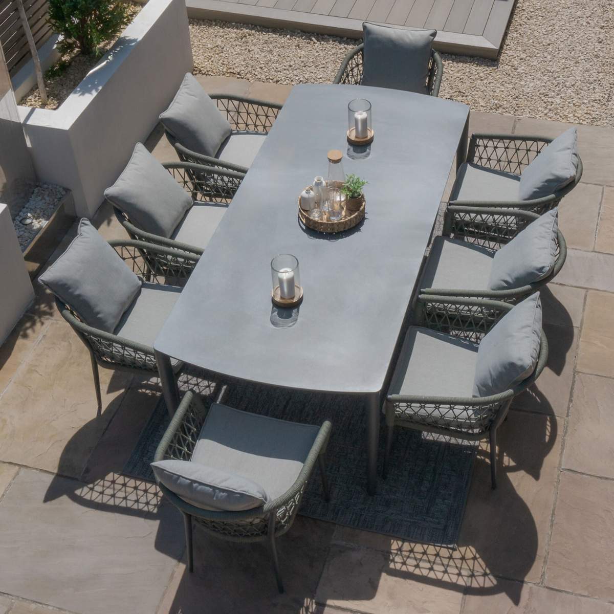 Maze Monaco Rope Weave 8 Seat Rectangular Dining Set